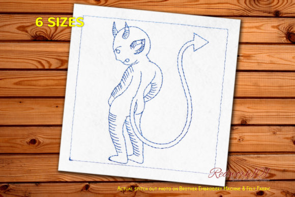 An Embroidery Designer’s Take on Devil with Tail Redwork
