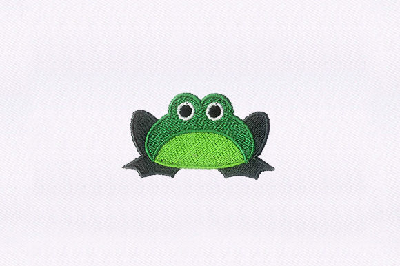 Green Frog Digital Embroidery Design for Small Business Merch