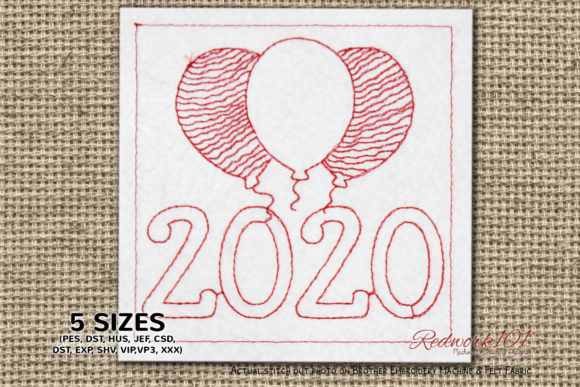 Happy Year 2020 Balloons Redwork: A Designer's Review