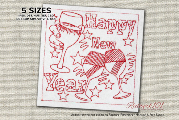 New Year Celebration with Wine Glasses Embroidery Review